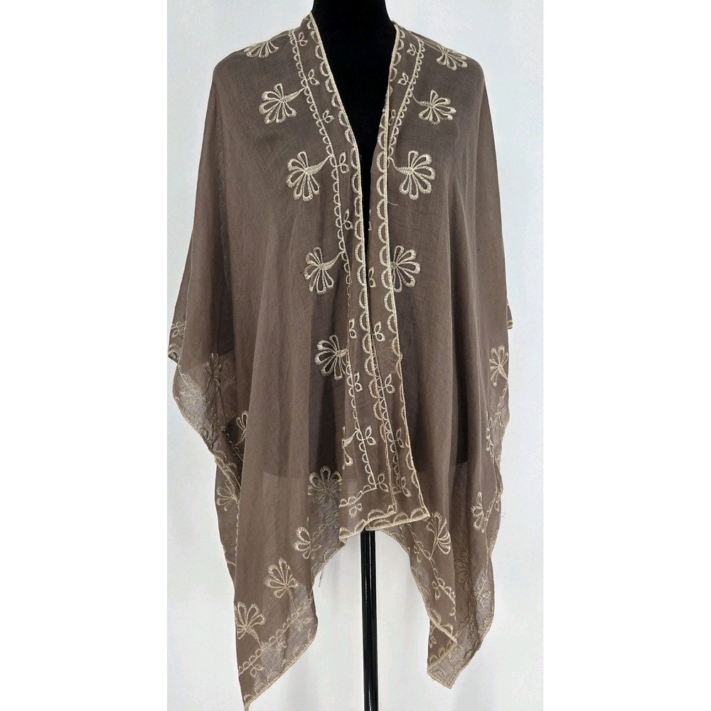 Shyanne Womens‎ Embroidered Cardigan Brown Cream Cowgirl Western Wear One Size